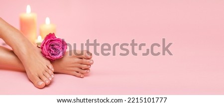 Perfect done pedicure with place for text.