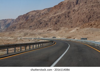 Perfect empty mountain road at a hot summer day in Israel