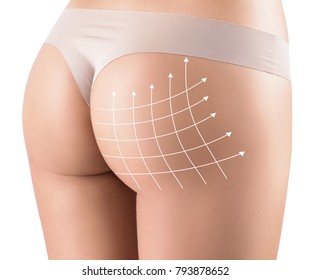 Perfect female buttocks with lifting arrows grid. - Shutterstock ID 793878652