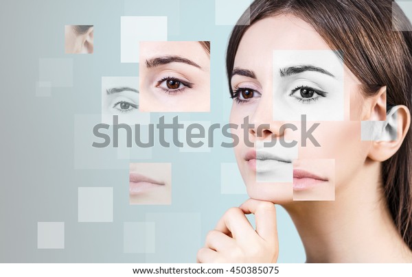Perfect Female Face Made Different Faces Stock-foto (rediger nu) 450385075