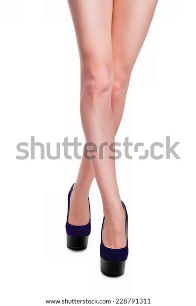 Perfect Female Legs Wearing High Heels Stock Photo (Edit Now Perfect female legs wearing high heels isolated on white