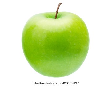 Perfect Fresh Green Apple Isolated on White Background in Full Depth of Field with Clipping Path.