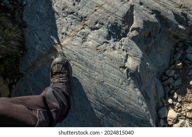 Perfect Glacial Striae On Rock Outcrop In Aosta Valley, Italy