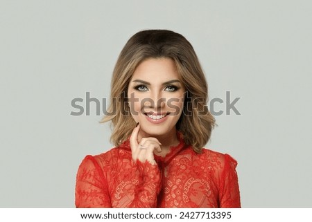 Perfect glamorous fashion model woman with makeup, fresh skin and brown bob haircut portrait