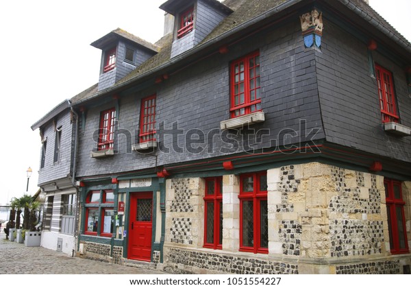 Perfect Gray House Red Door Windows Stock Photo Edit Now 1051554227
