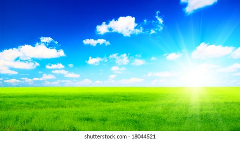 Perfect Green Field Sky Stock Photo (Edit Now) 21972385