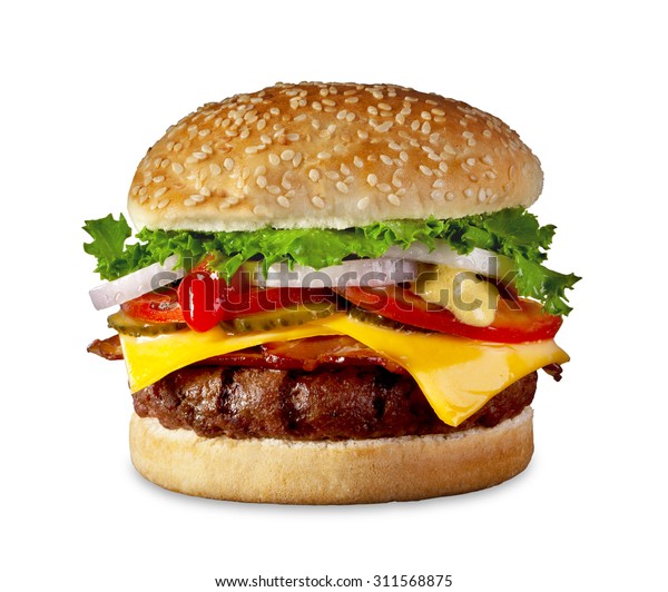 Perfect Hamburger Cheese Bacon Pickles Tomato Stock Photo (Edit Now ...