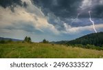 Perfect landscape view during the thunder storm in the Carpathian Mountains