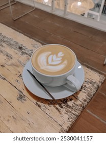 Perfect Latte on Rustic Table