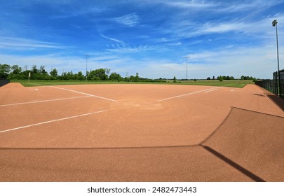 A perfect looking baseball field shot on a sunny day. - Powered by Shutterstock