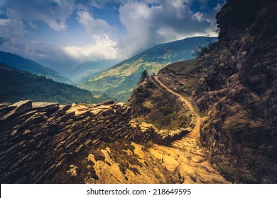 Perfect Mountain Trail In The Himalaya, Nepal