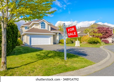 A Perfect Neighborhood. Houses For Sale In Suburb At Spring In The North America.