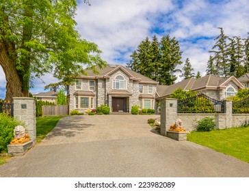 A Perfect Neighborhood. Houses In Suburb At Spring In The North America