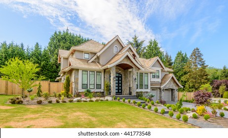 A Perfect Neighborhood. Houses In Suburb At Spring In The North America