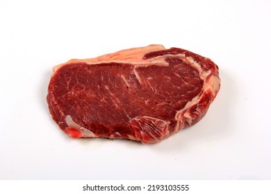 Perfect Raw Sirloin Steak On A White Background