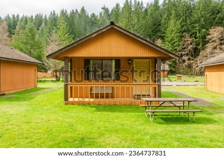 A perfect resort. Ca ibins in suburb at Summer in the north America. Luxury cabins with nice landscape.