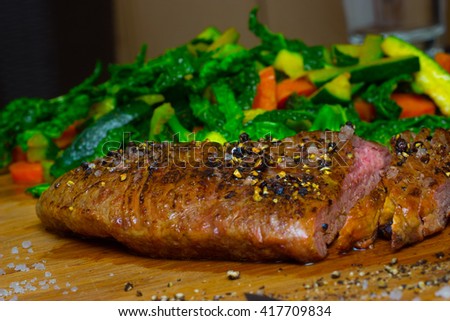 Perfect stake, Black Angus with vegetables