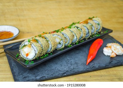 Perfect sushi, traditional Japanese cuisine. Delicious hot sushi