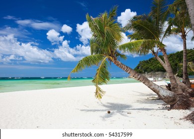 Perfect Tropical White Sand Beach In Boracay, Philippines