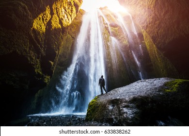 Perfect view of famous powerful Gljufrabui cascade in sunlight. Dramatic and gorgeous scene. Unique place on earth. Location place Iceland, sightseeing Europe. Explore the world's beauty and wildlife - Powered by Shutterstock