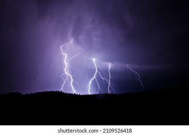 The perfect view of a roving lightning storm in the San Bernardino Mountains. - Shutterstock ID 2109526418