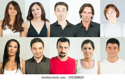 Perfectionist And Narcissist People With Arrogant Attitude Collage Of Ten People Head And Shoulders Shot