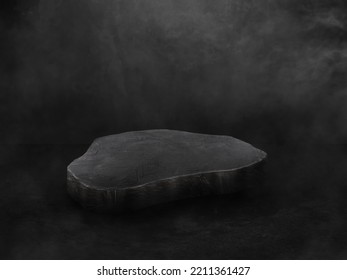 perfectly chieseled black rock platform which suits for product presentation or introduction - Shutterstock ID 2211361427