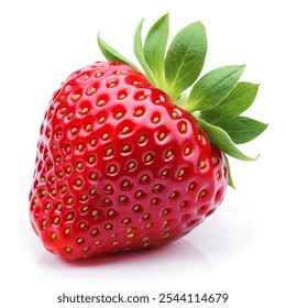 Perfectly Fresh Strawberry on White Background – High-Quality Stock Image