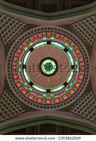 The perfectly symmetrical dome of Almasjid Alharam at Mecca Saudiarabia