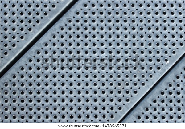 Perforated Metal Floor Panels Diagonal Lines Stock Photo