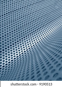 Perforated metallic grid, industrial background