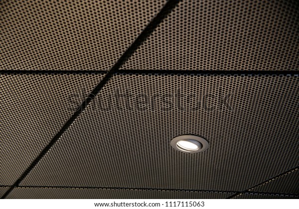 Perforated Panels Suspended Ceiling Halogen Spot Stock Photo Edit