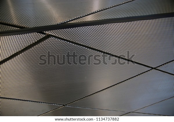 Perforated Panels Suspended Ceiling Low Angle Stock Photo Edit