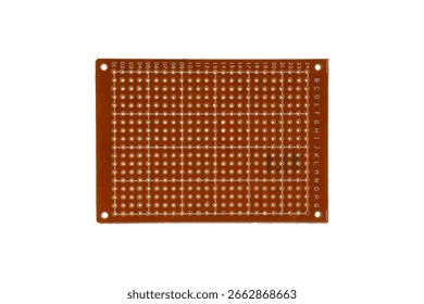 Perforated prototyping board with alphanumeric coordinates is isolated.