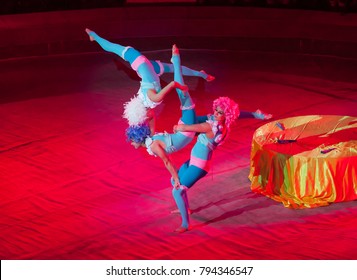 performance of acrobats in the circus