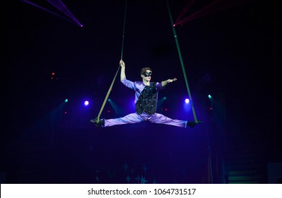 Performance Of Aerialists In The Circus