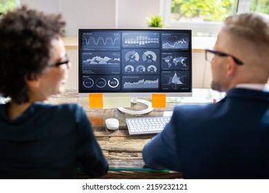 Performance Analytics Dashboard Tech On PC Screen. Computer Dashboard