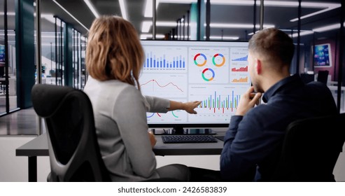 Performance Analytics Dashboard Tech On PC Screen. Computer Dashboard