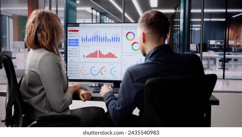 Performance Analytics Dashboard Tech On PC Screen. Computer Dashboard
