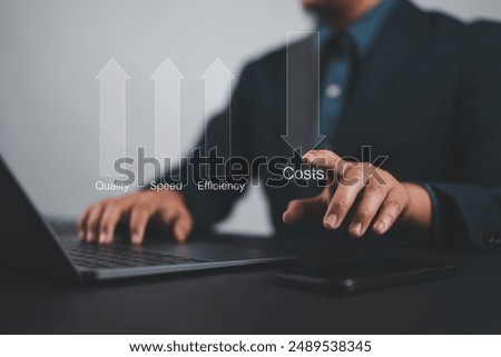 Performance concept of increase quality, speed, efficiency and reduce cost. Efficiency Business Concept. Business performance management and improvement concept.