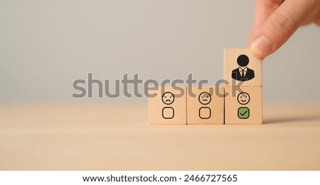 Performance evaluation process, representing a successful employee. Symbolizing the selection, promotion of a top performer. Employee wellbeing evaluation for engagement, work life balance management.