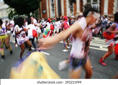 Performers, First Day Of Notting Hill Carnival, Motion Blurred, Dancing In The Street.