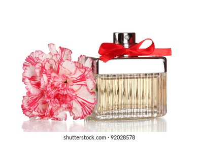 perfume with red bow