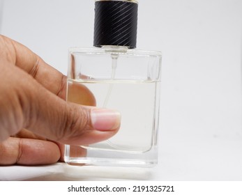 The perfume in the glass bottle or minyak wangi or parfum dalam kemasan botol terlihat mewah dan harum
