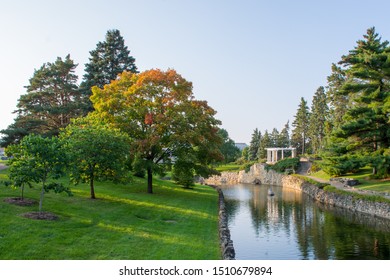 Pergola And Pond In Como Park In Saint Paul, Minnesota