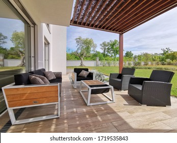 Pergola And Terrace Of Modern Prefabricated House