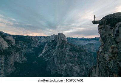 Perhaps the best view of glacier point where this unknown adventurer dares to stand on the edge of a precipice