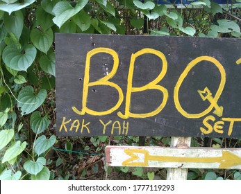 Perhentian island, Terengganu, Malaysia 15 July 2020: Sign Of Barbecue Direction 