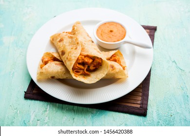 Peri Peri Paneer Chapati Frankiewraproll Selective Stock Photo ...