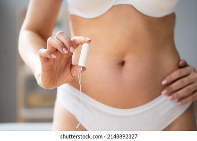 Period Menstruation Tampon. Gynecology And Hygiene. Sanitary Tampons